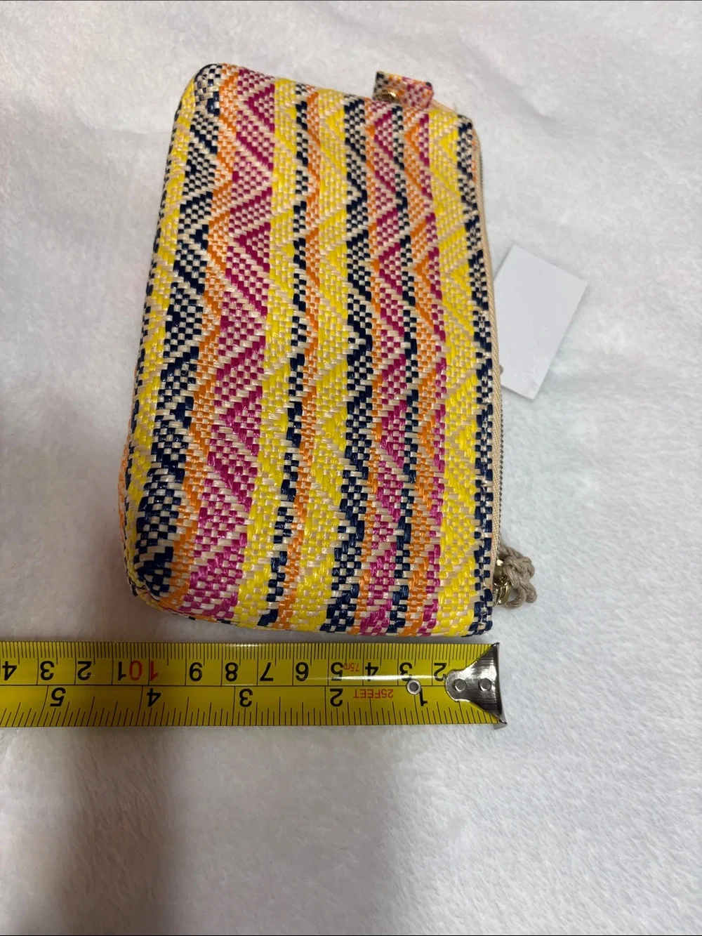 Multicolor Woven Cosmetic Pouch - Yellow Pink Navy